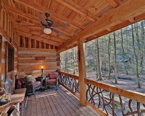 log cabin porch railing houzz