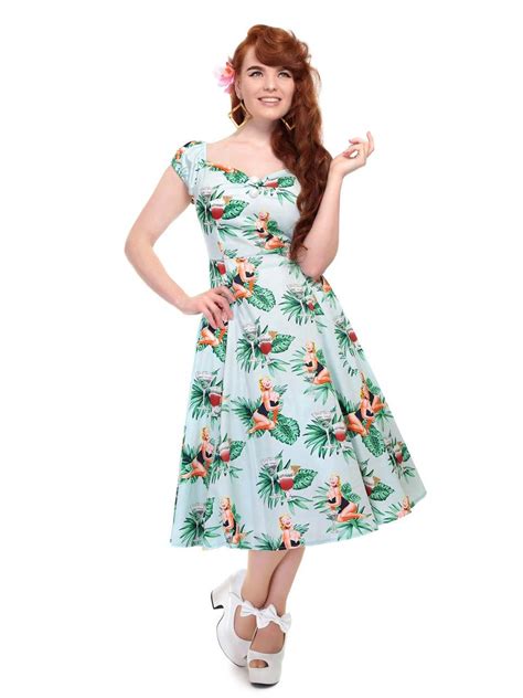 1950s Tropical Pin Up Girl Dolores Swing Dress Modern