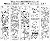Bookmarks Printable Color Christian Cute Bible Bookmark Coloring Kids Verse Colouring Template Instant Five Pages Verses Scripture Craft Faith Journaling sketch template