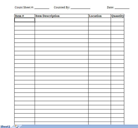 inventory spreadsheet  printable inventory sheets
