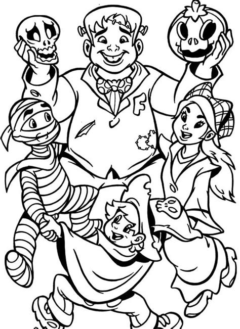 halloween monsters coloring page