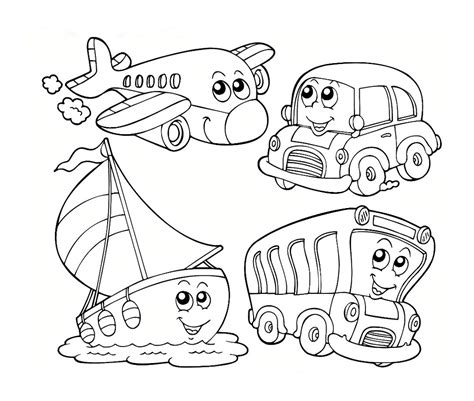 coloring activities transportation  worksheets