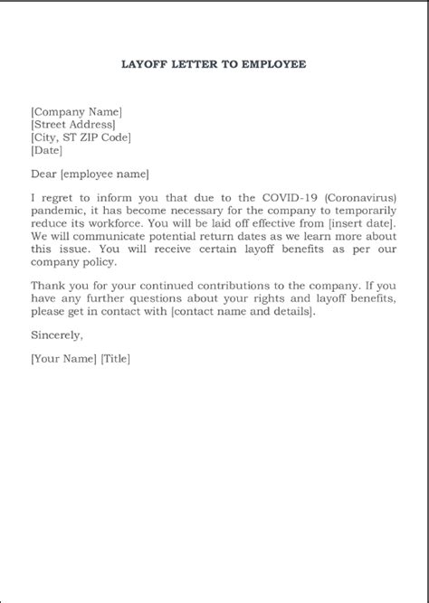 sample layoff letter due  restructuring    letter
