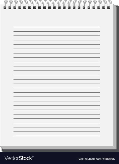 blank spiral notepad notebook  white lined pages vector
