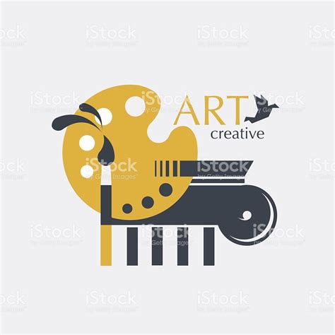 art logo  palette brush  ionic column creative logo design art painting logo art logo