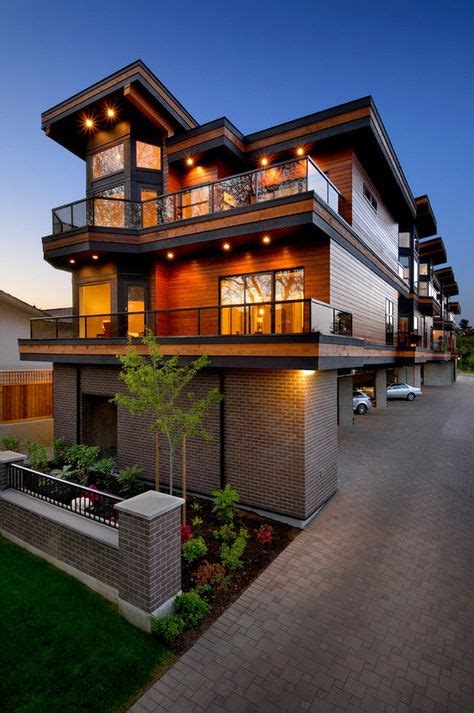 design   modern wooden house  family  simply  garden  gray brick