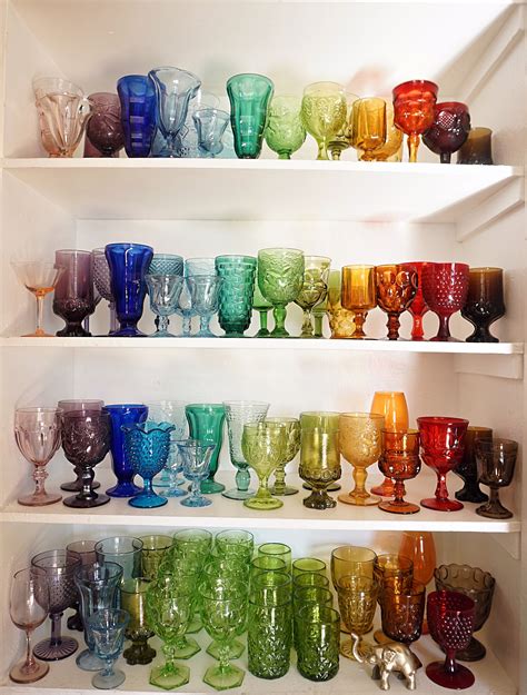 Vintage Colored Glass Goblets Eventlyst Rainbow Glassware