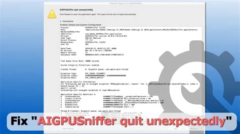 fix aigpusniffer quit unexpectedly error  guide geeks advice