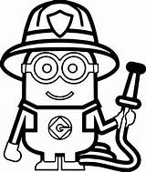Coloring Minion Minions Fireman Pages Firefighter Fire Sam Printable Clipart Color Sheets Print Fighter Book Hat Kids Firemen Wecoloringpage Adult sketch template