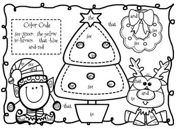 freebie christmas coloring sight words  classy connections tpt