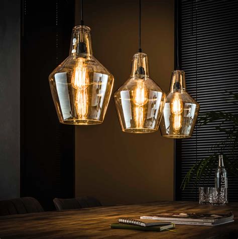hanglamp  amber glas kegel met industiele metalen plafondbak depauwwonen