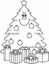 Coloring Tree Christmas Presents Pages Printable Children Print Blank Colouring Color Kids Evergreen Ornaments sketch template