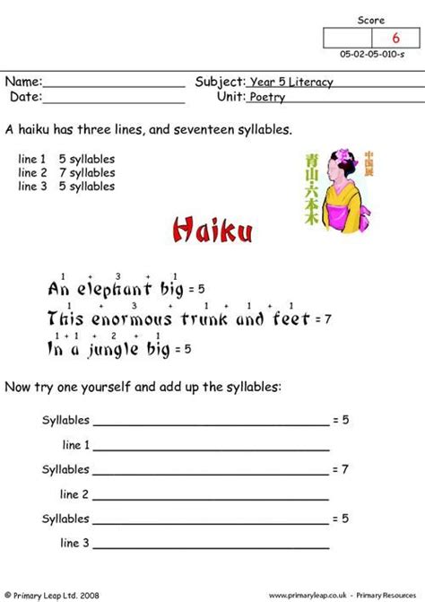 poetry  haiku worksheet handwriting worksheets  kids handwriting