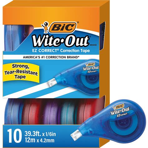 bic wite  brand ez correct correction tape  meters  count pack  white correction