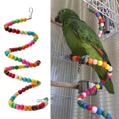 cm rainbow beads birds toys hamster parrot toys stairs parakeet swing exercise wooden bird