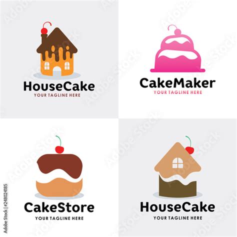 cake logo design set template inspiration stock vector adobe stock