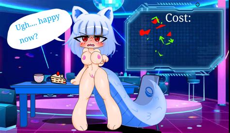 rule 34 1girls background blue hair breasts cake cat ears cat tail