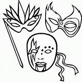 Gras Mardi Coloring Pages Masks Three Popular Coloringhome sketch template