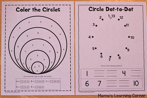 circle worksheets  preschool  kindergarten mamas learning corner