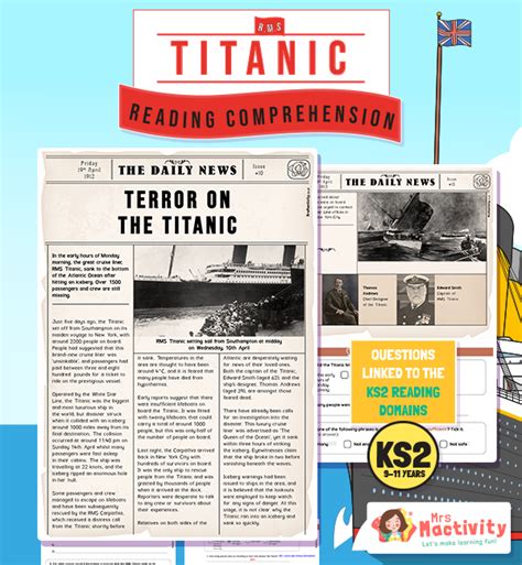 titanic newspaper report ks reading comprehension  mactivity