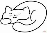 Cat Sleeping Coloring Pages Drawing Printable Cats Template Doodle Sketch sketch template