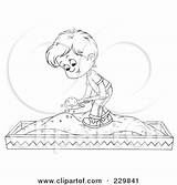 Sand Coloring Playing Outline Boy Clipart Box Sandpit Illustration Bannykh Alex Royalty Rf Poster Print Template sketch template