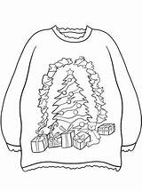Christmas Ugly Sweater Coloring Sweaters Pages Fun Kids sketch template
