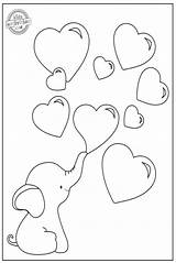 Valentine Elephant sketch template