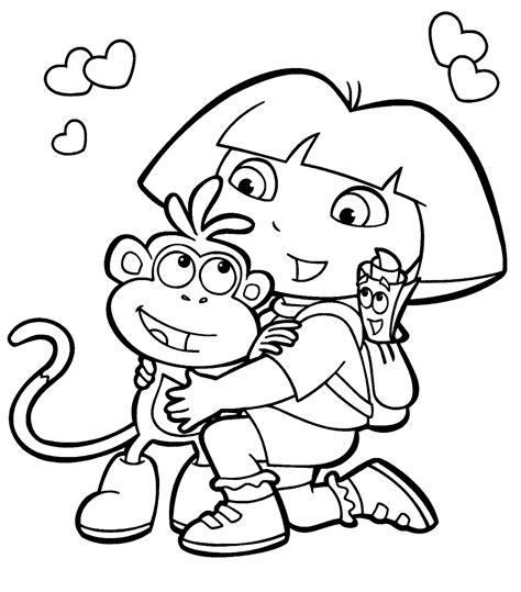 dora valentines coloring page cartoon kids coloring pages