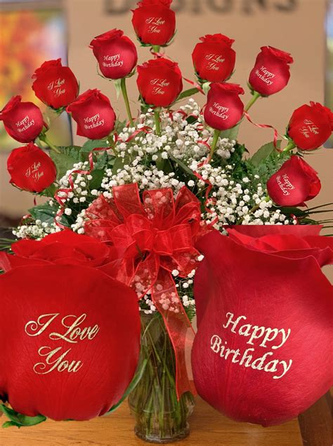 Printed Roses I Love You And Happy Birthday Fresh Roses