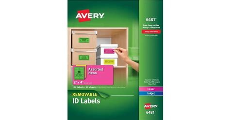 avery removable  adhesive multipurpose labels    assorted neon