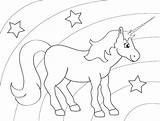 Unicorn Unicorns Rainbows Colouring sketch template