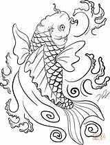Koi Fish Coloring Pages Drawing Printable Pez Outline Peces Para Colorear Tattoo Carp Arte Clipart Color Drawings Vector sketch template