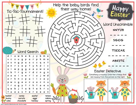 southern mom loves printable easter game placemats   kids table