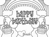 Birthday Happy Coloring Pages Rainbows Sunshine Per sketch template