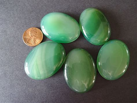 xmm natural green agate gemstone cabochon basic oval cabochon