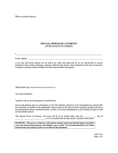 printable power  attorney form generic