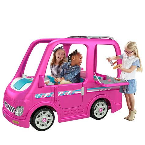 barbie dream camper rv power wheels battery electric ride  girls car pink  ebay