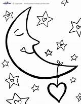 Moon Coloring Pages Printable Printables Coolest Valentine Star Colouring sketch template