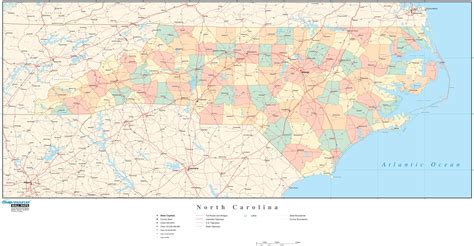 north carolina state map  adobe illustrator vector format detailed