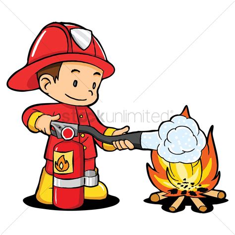 Fireman To The Fire Fighting Vector Image 1450114