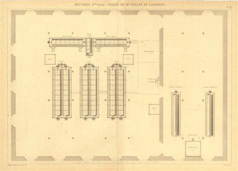 antique technical drawing   flour mill large print drafting industrial home decor