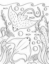 Coloring Stingray Ray Sting Mermaid Museprintables sketch template