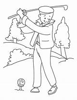 Golf Coloring Pages Playing Kids Printable Template Golfer Getcolorings Color Print sketch template