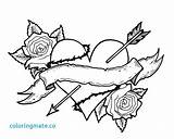 Heart Thorns Drawing Coloring Roses Getdrawings sketch template