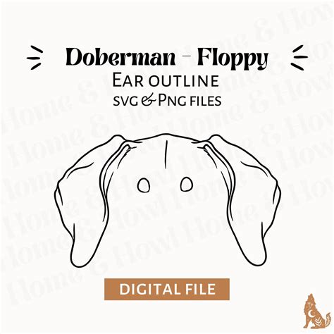 doberman dog ear outline svg cut file  png file  cricut etsy