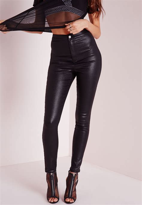 Lyst Missguided Vice Super Stretch High Waisted Skinny Jeans Coated