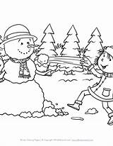 Snowball Coloring Fight Pages Color Getcolorings Kids Printable sketch template