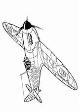 Coloring Pages Ww2 Wwii War Planes Airplane Kids Spitfire Plane Fun Hurricane Aircrafts Drawing Outline Adults Aircraft Printable 1940 Tank sketch template
