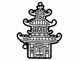 Pagoda Chinese Coloring Coloringcrew sketch template